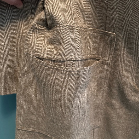 Zara mid-length tweed herringbone wool winter coat - long, oatmeal brown - Picture 10 of 16